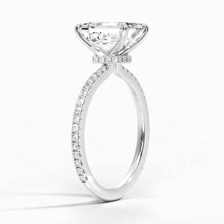 Pave Aura Emerald Moissanite Engagement Ring