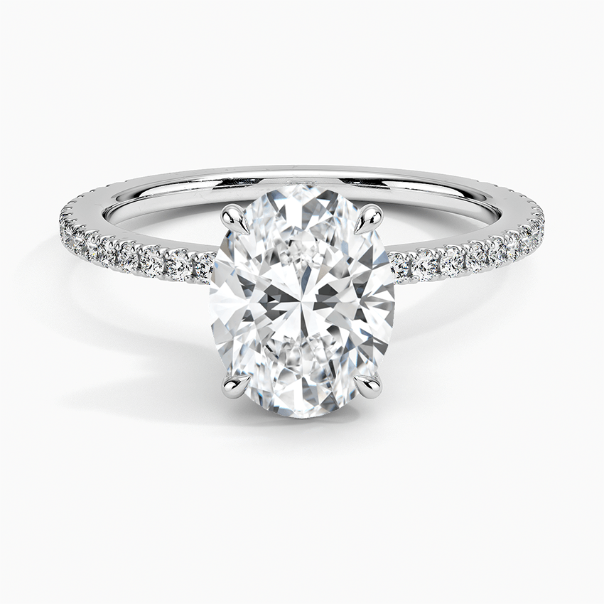 Pave Aura Oval Moissanite Engagement Ring