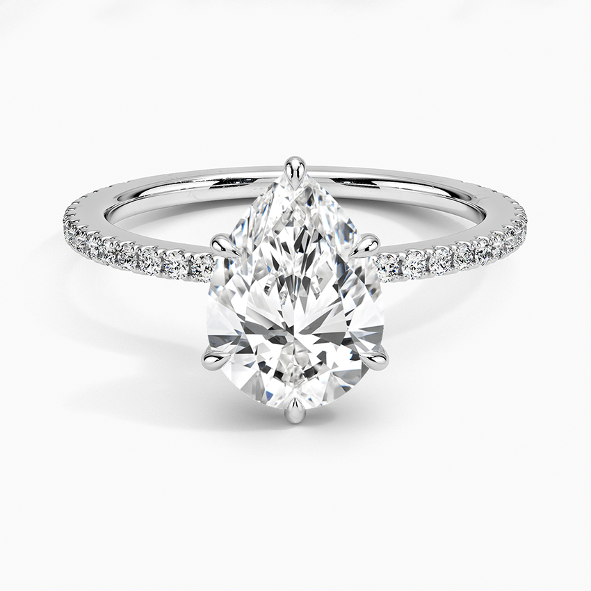 Pave Aura Pear Moissanite Engagement Ring
