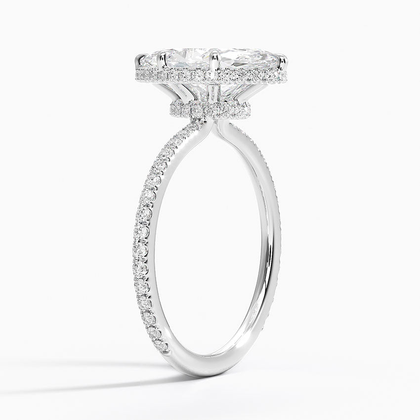 Accent Double Halo Marquise Moissanite Engagement Ring
