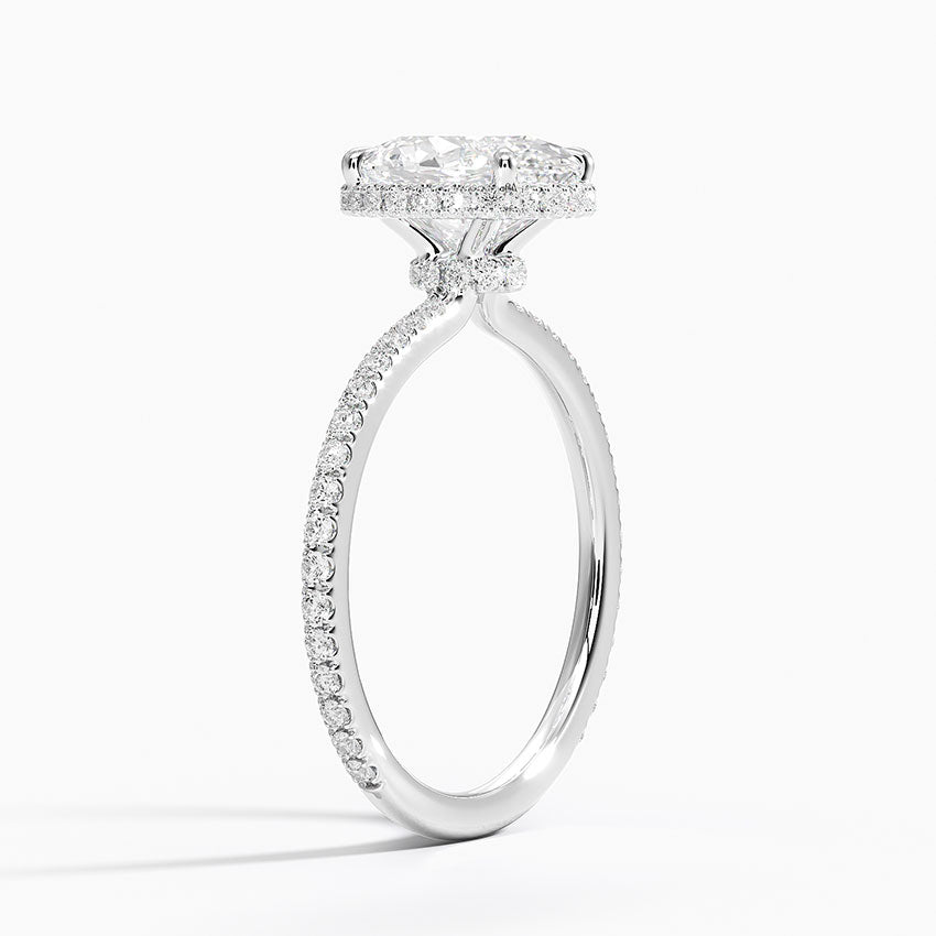 Accent Double Halo Oval Moissanite Engagement Ring