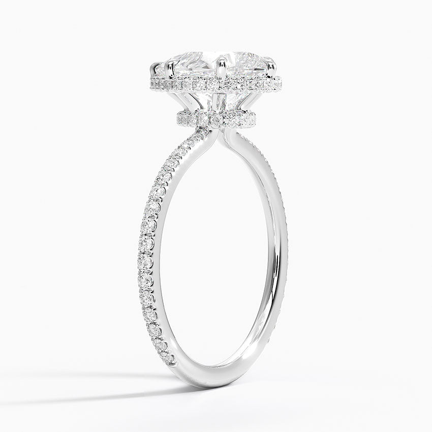 Accent Double Halo Pear Moissanite Engagement Ring