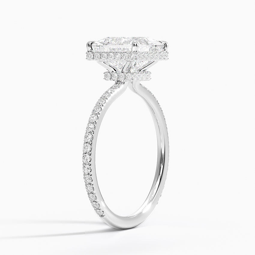 Accent Double Halo Princess Moissanite Engagement Ring