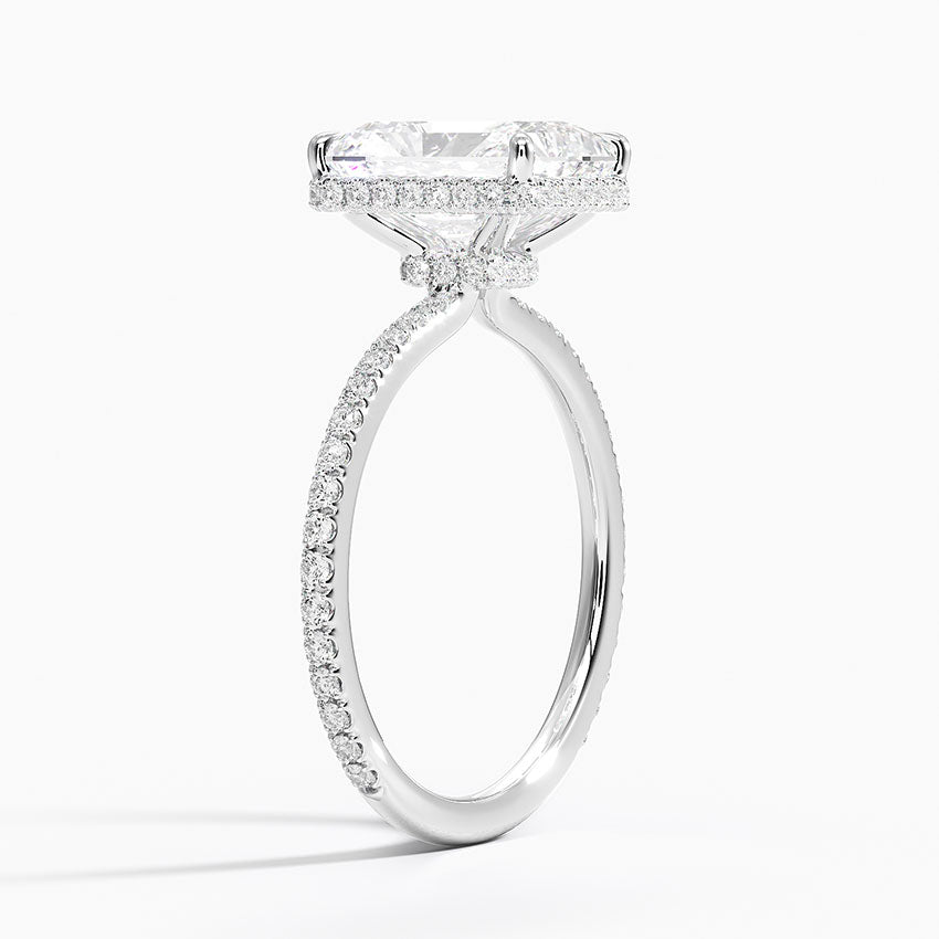 Accent Double Halo Radiant Moissanite Engagement Ring