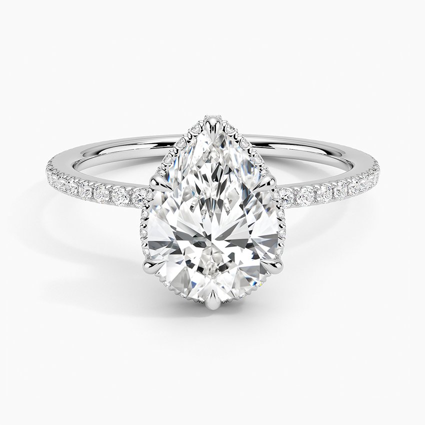 Accent Double Halo Pear Moissanite Engagement Ring