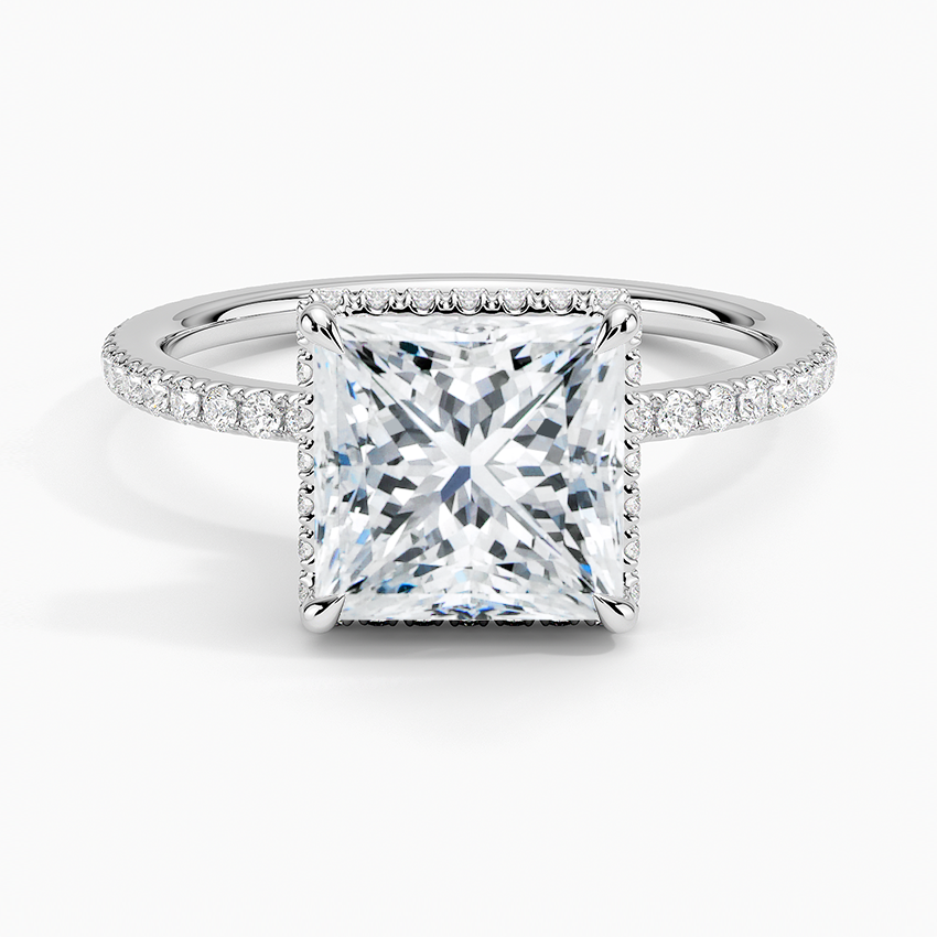 Accent Double Halo Princess Moissanite Engagement Ring