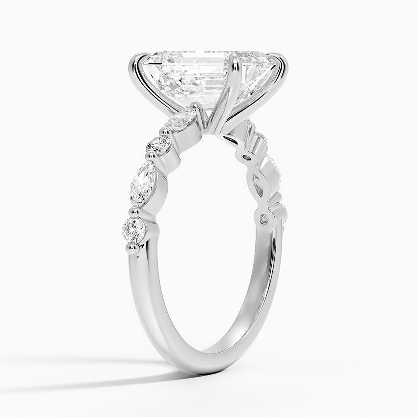 Versa Accent Emerald Moissanite Engagement Ring