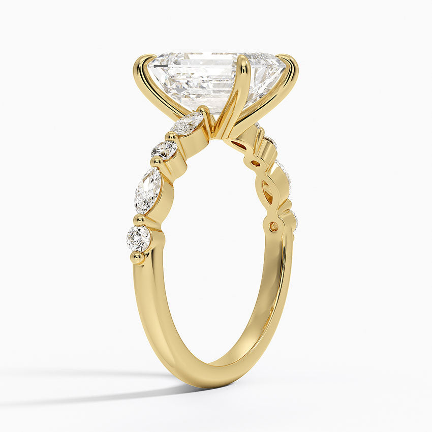 Versa Accent Emerald Moissanite Engagement Ring