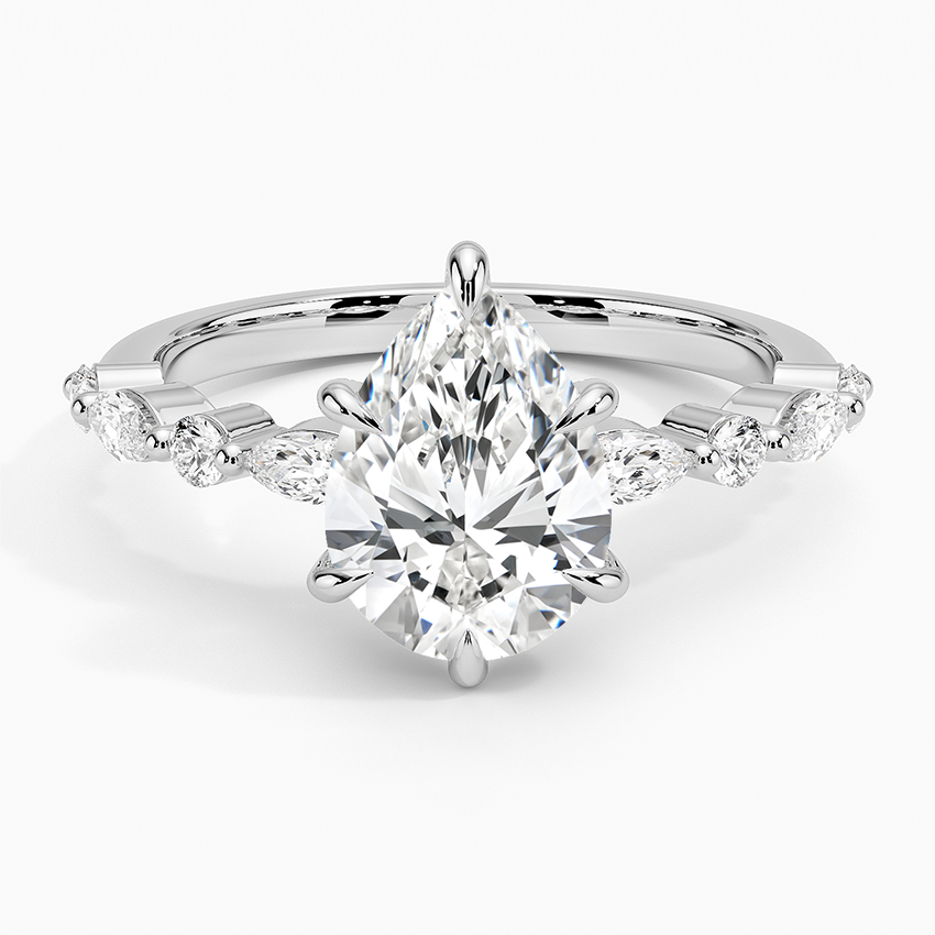 Versa Accent Pear Moissanite Engagement Ring
