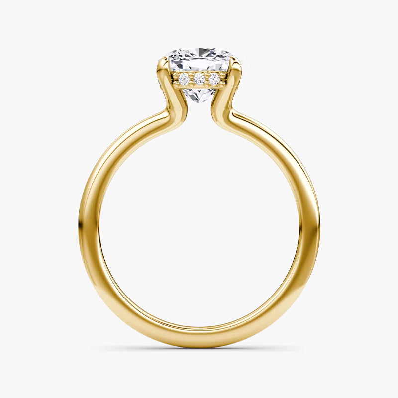 Hidden Halo Cushion Moissanite Engagement Ring