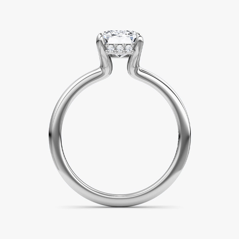 Hidden HaloEmerald Moissanite Engagement Ring